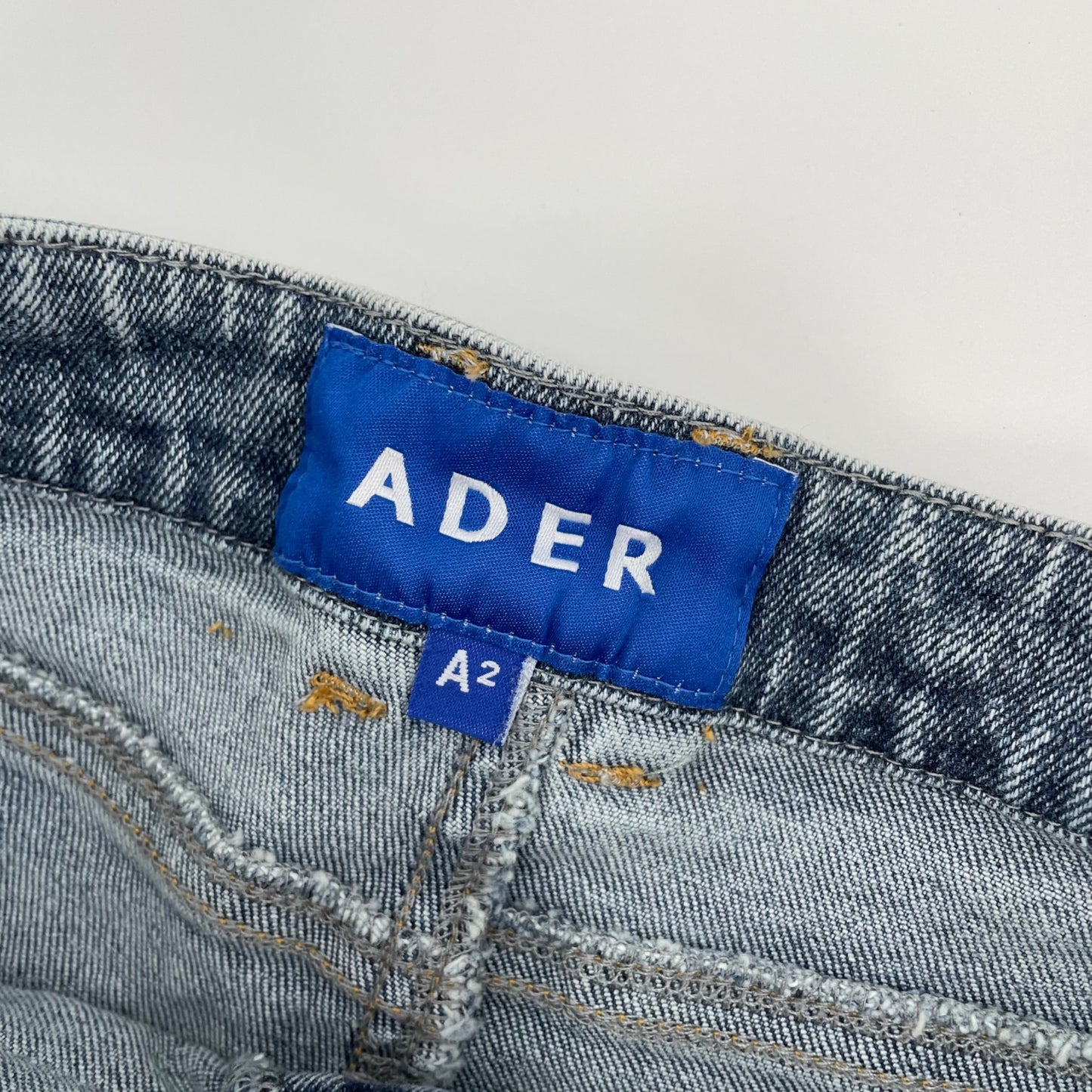 Ader Error Korean Cinder Leather Pocket High Rise Denim Shorts Womens Size 24