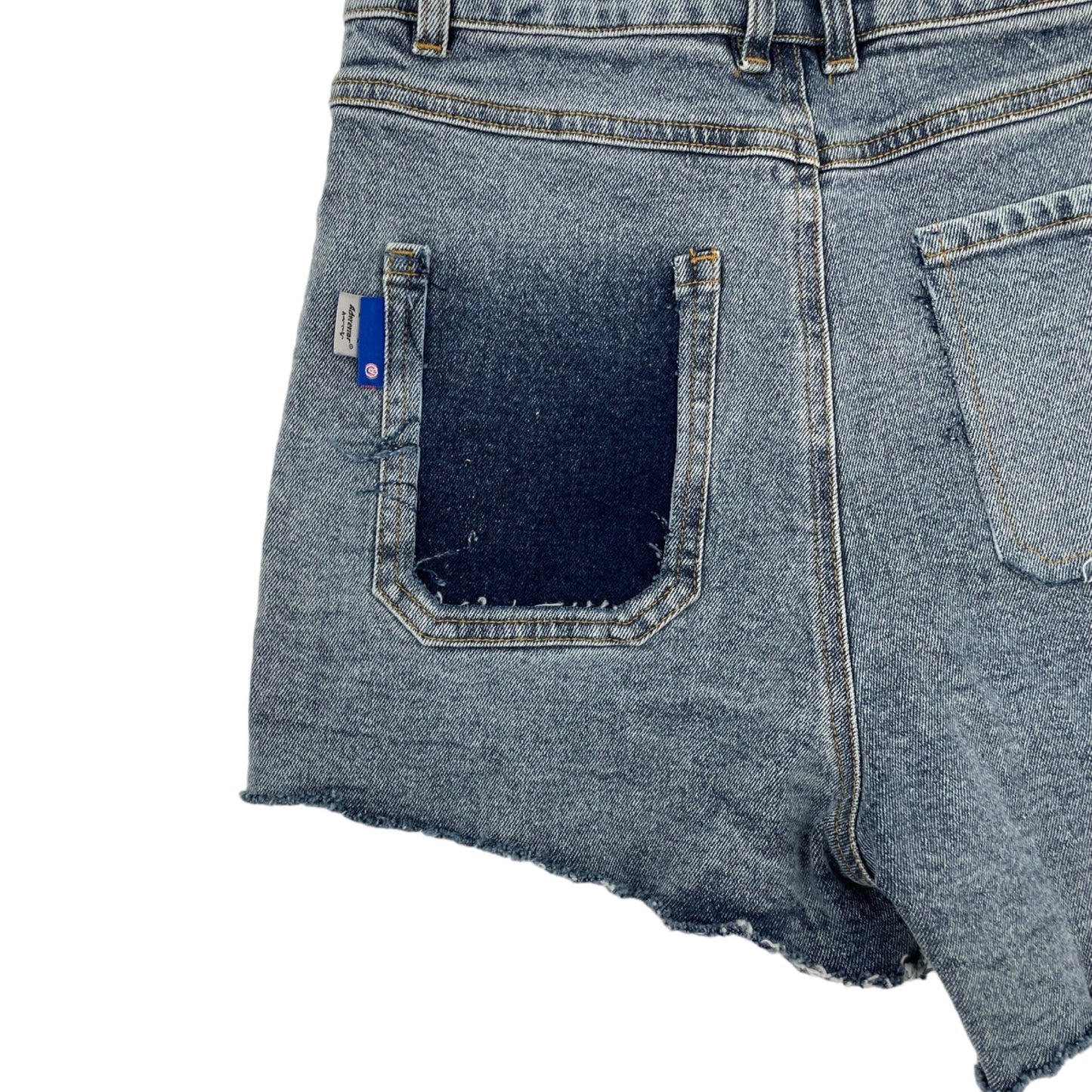 Ader Error Korean Cinder Leather Pocket High Rise Denim Shorts Womens Size 24