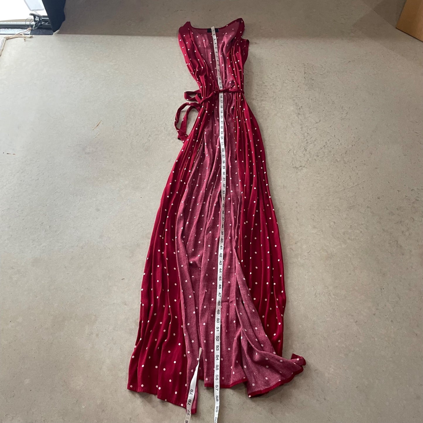 VICI Collection Mama Mia Polka Dot Red Wrap Maxi Dress Womens Size Small Retro