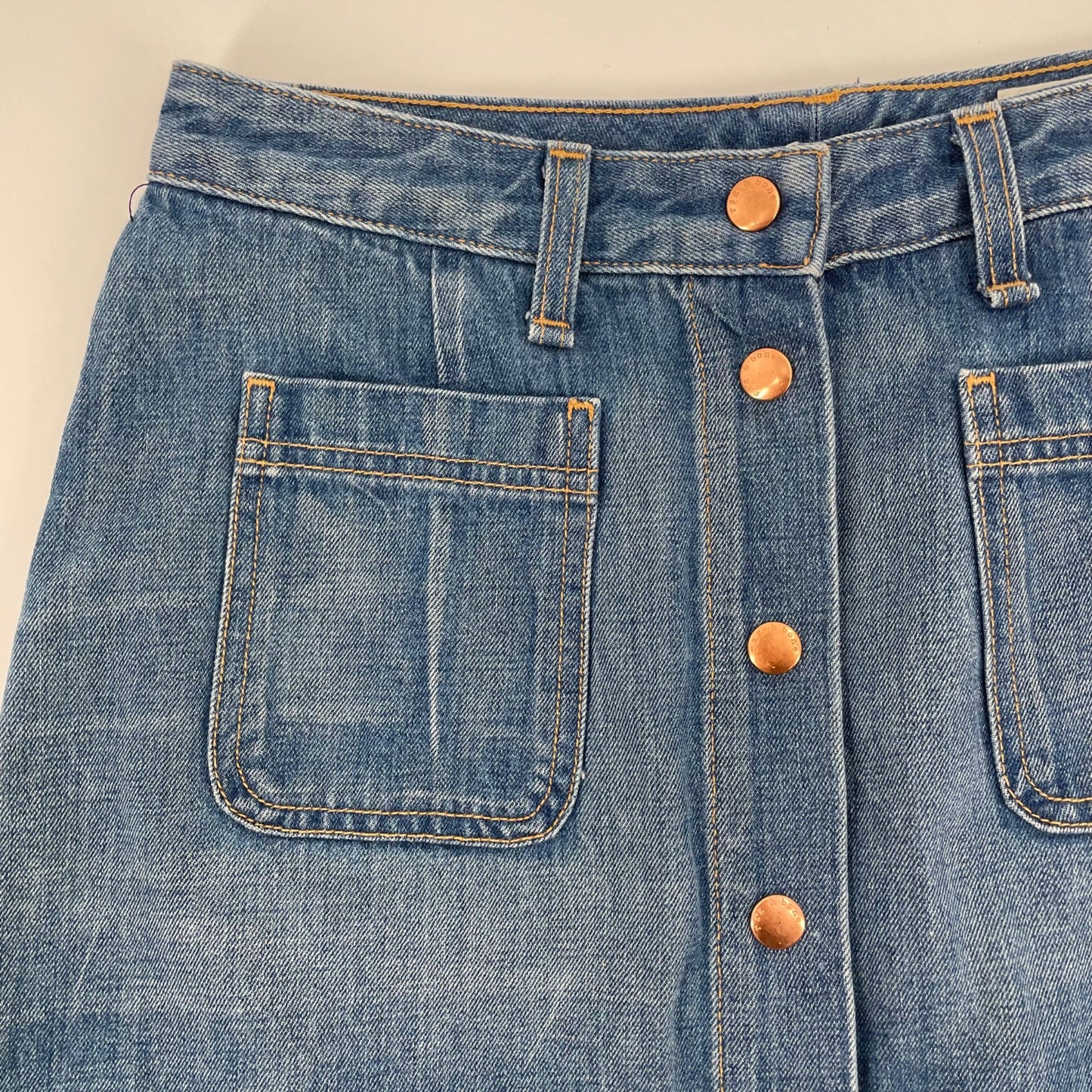 Rag & Bone Santa Cruz Snap Front Denim Mini Skirt Capitol Womens Size 27