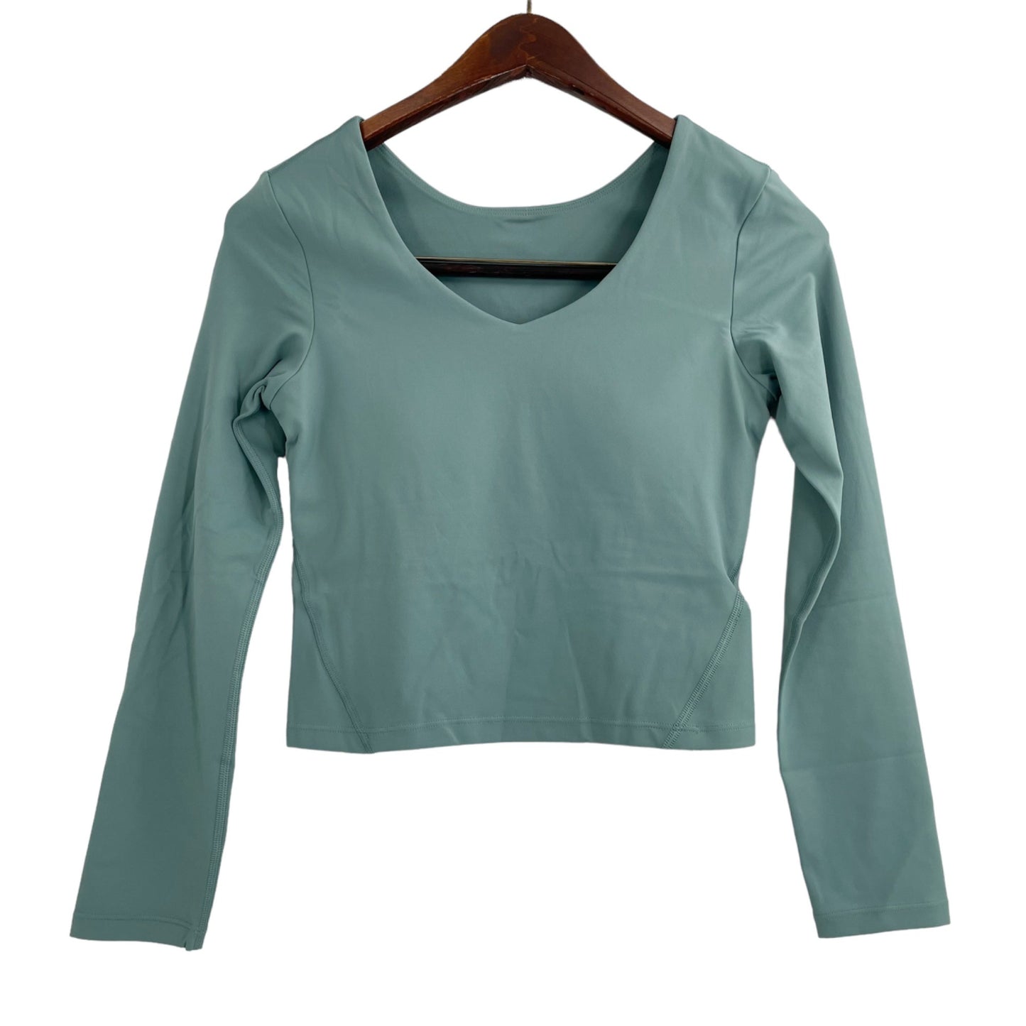 NWT Halara Green Scoop Neck Long Sleeve Sports Top Womens Size 6 Shelf Bra