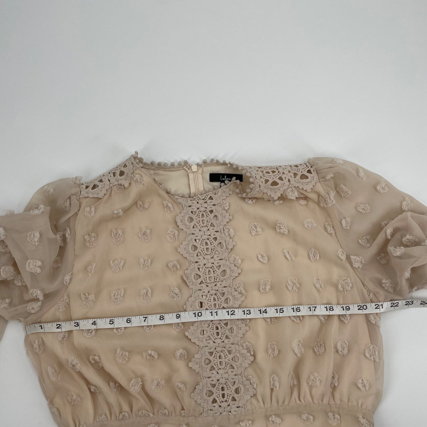 Lulu's Love Or Lust Cream Embroidered Lace Long Sleeve Mini Dress Womens Size XL