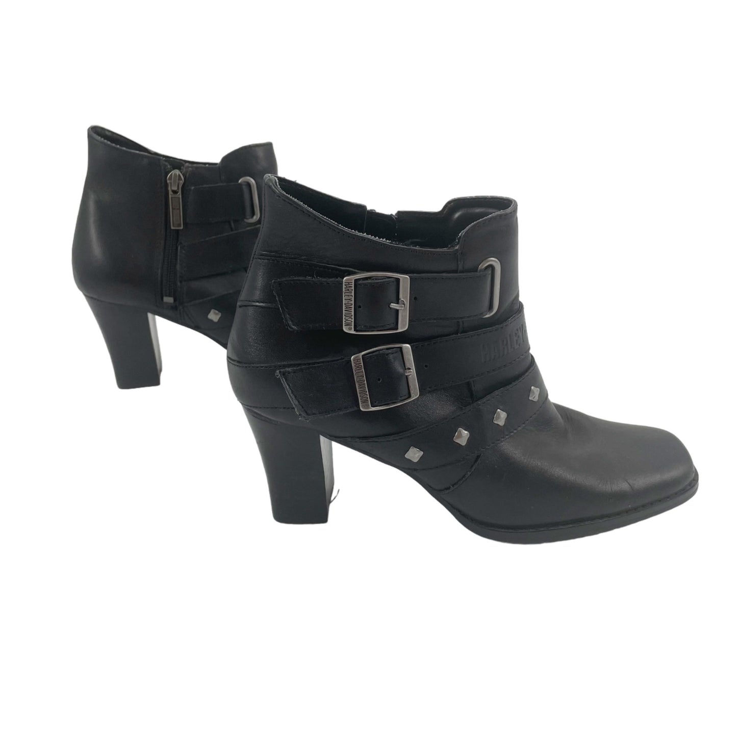 Harley-Davidson Bridgit Shootie Black Leather 4 Inch Ankle Boots Womens Size 9M