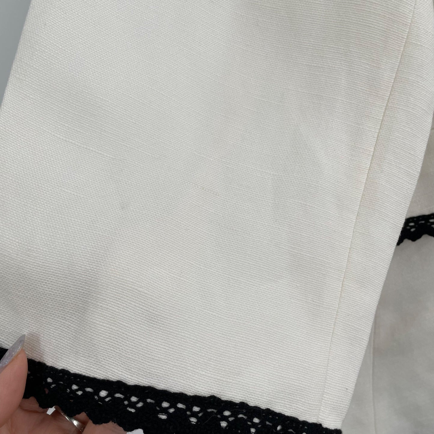 Linea by Louis Dell'Olio White Black Trim Linen Blazer Jacket Women's Size XL