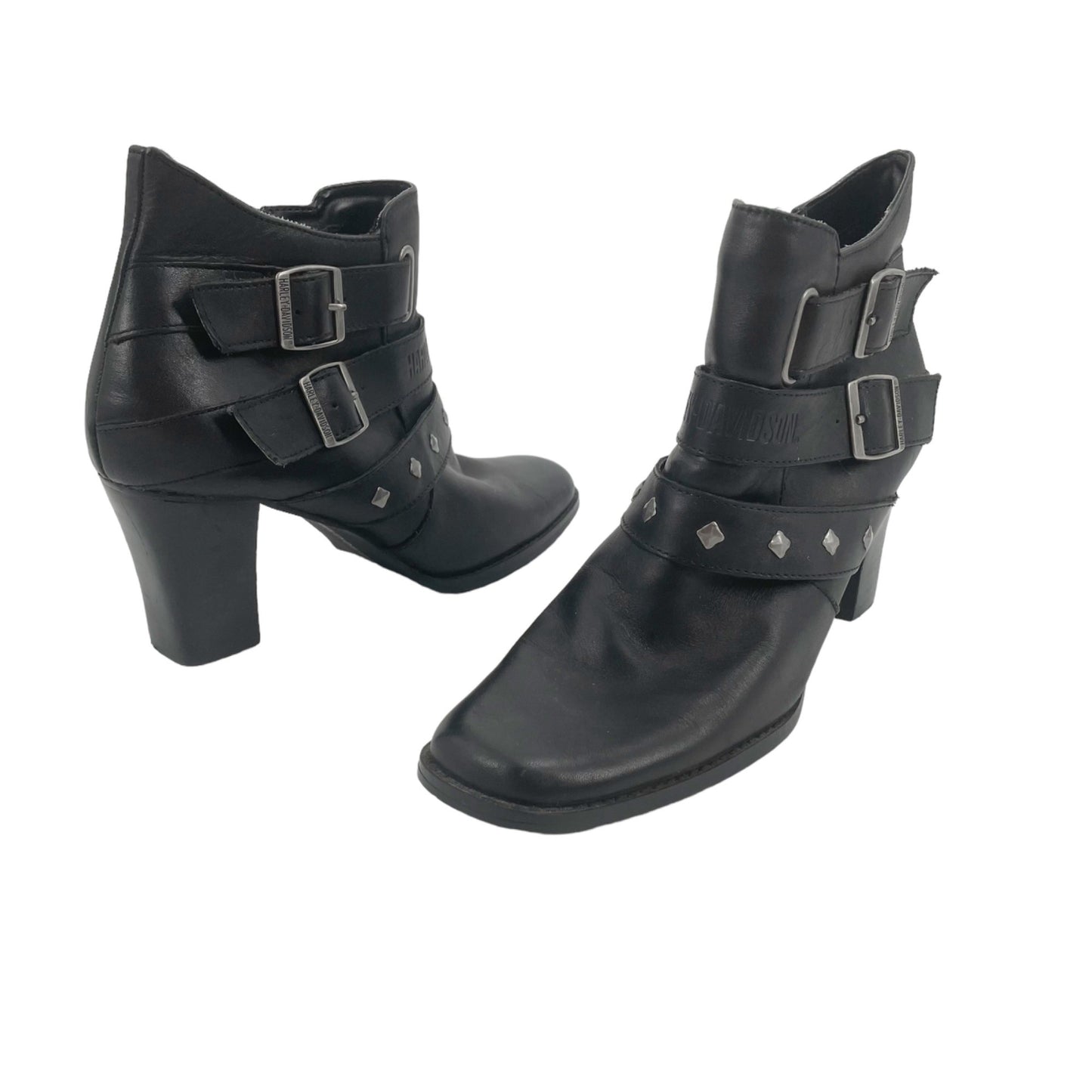 Harley-Davidson Bridgit Shootie Black Leather 4 Inch Ankle Boots Womens Size 9M