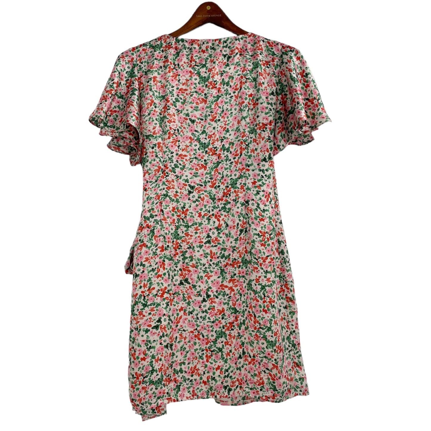 Vici Floral Ruffle Sleeve Tie Wrap Dress Womens Size Medium Romantic Cottagecore