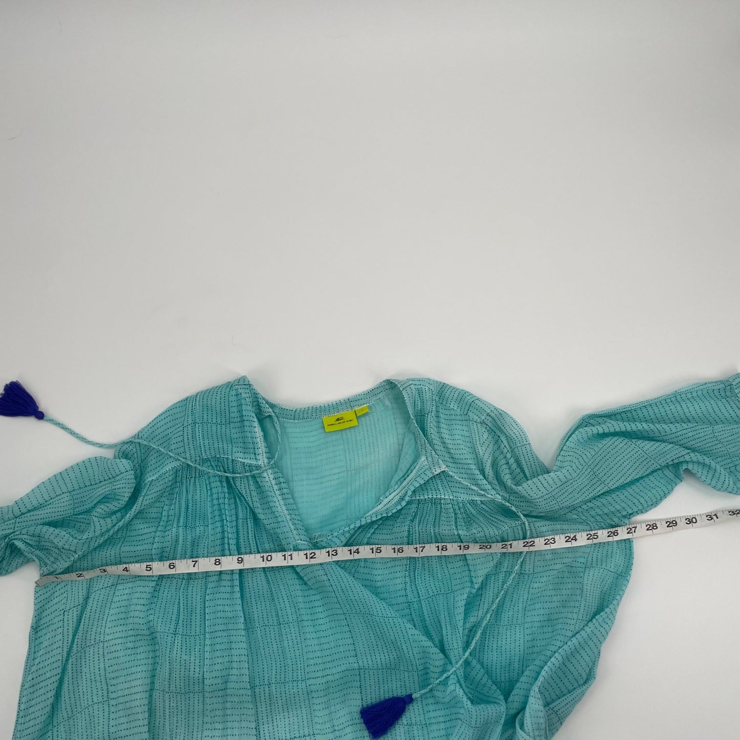 Roberta Roller Rabbit Teal Tunic Dress Womens Size Large Tassels Lightweight