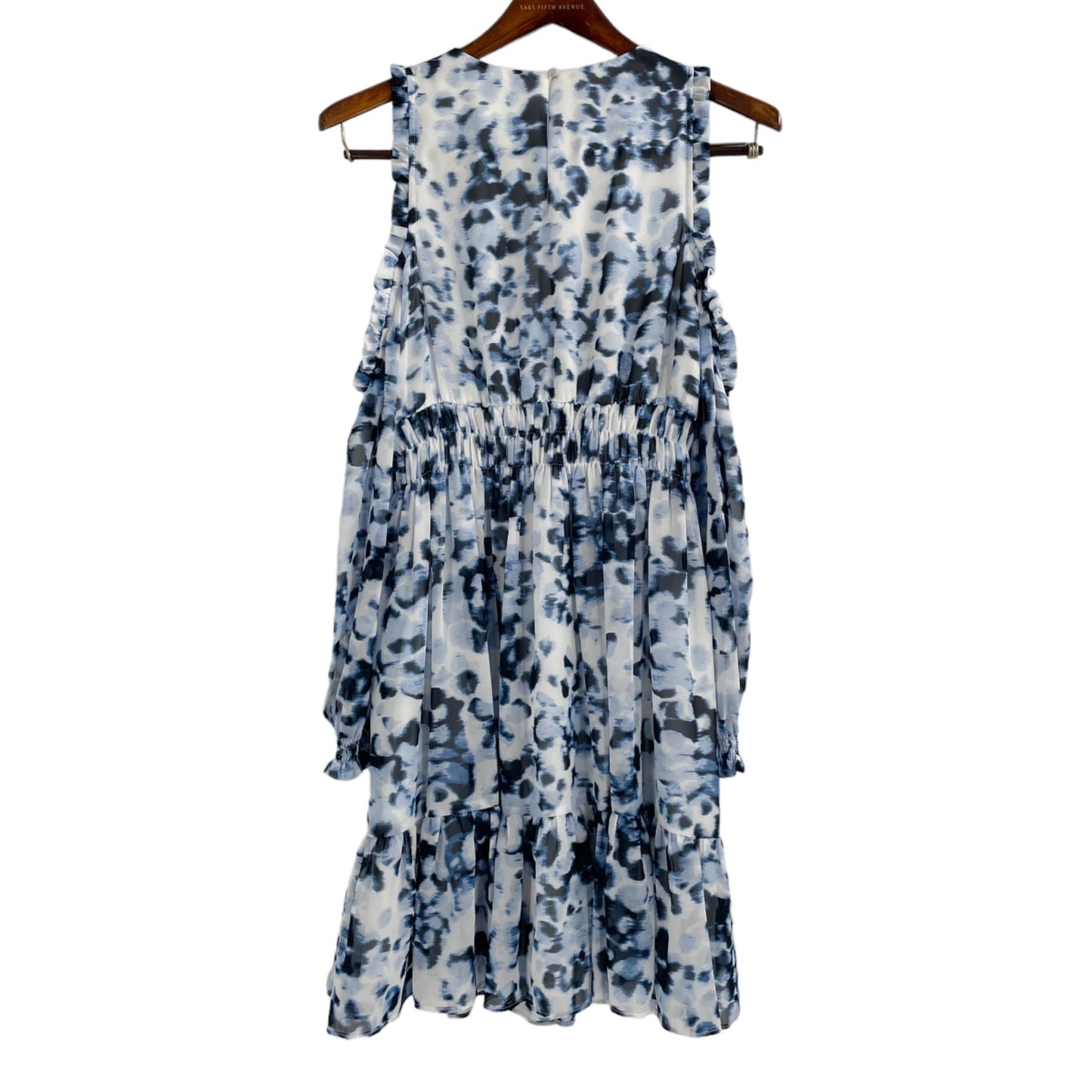 Eliza J Blue Watercolor Animal Print Long Sleeve Cold Shoulder Dress Womens 8