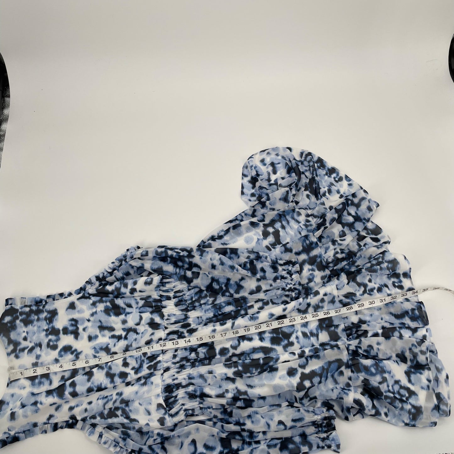 Eliza J Blue Watercolor Animal Print Long Sleeve Cold Shoulder Dress Womens 8