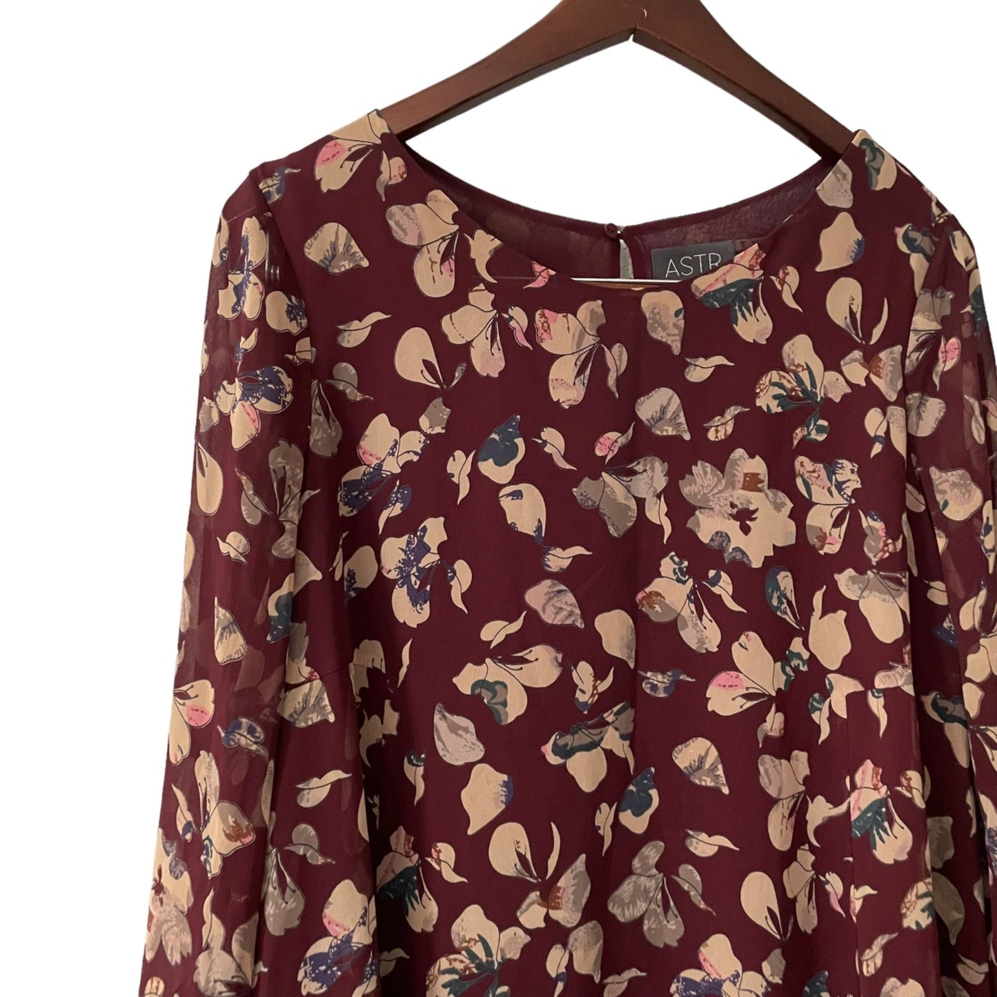 ASTR Purple Floral Long Sleeve Dress Women's Size Small Lightweight