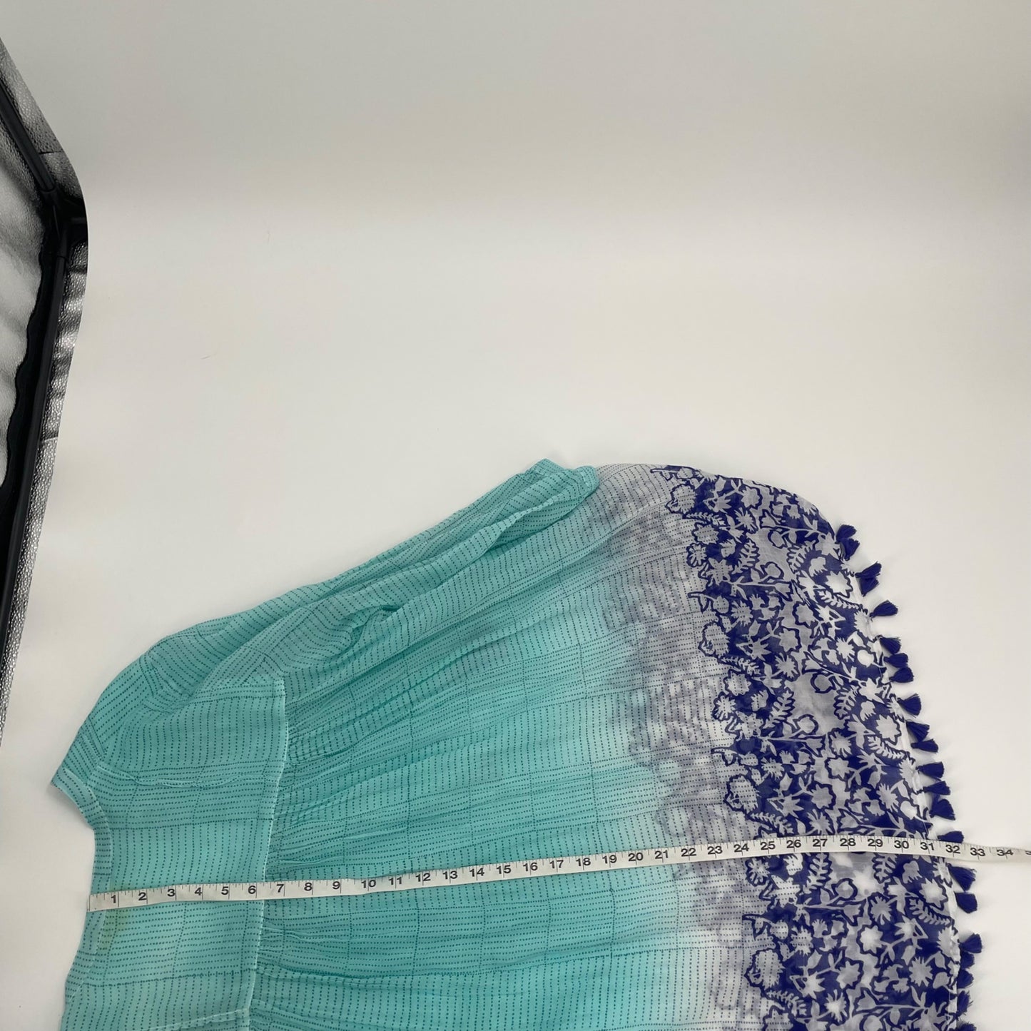 Roberta Roller Rabbit Teal Tunic Dress Womens Size Large Tassels Lightweight