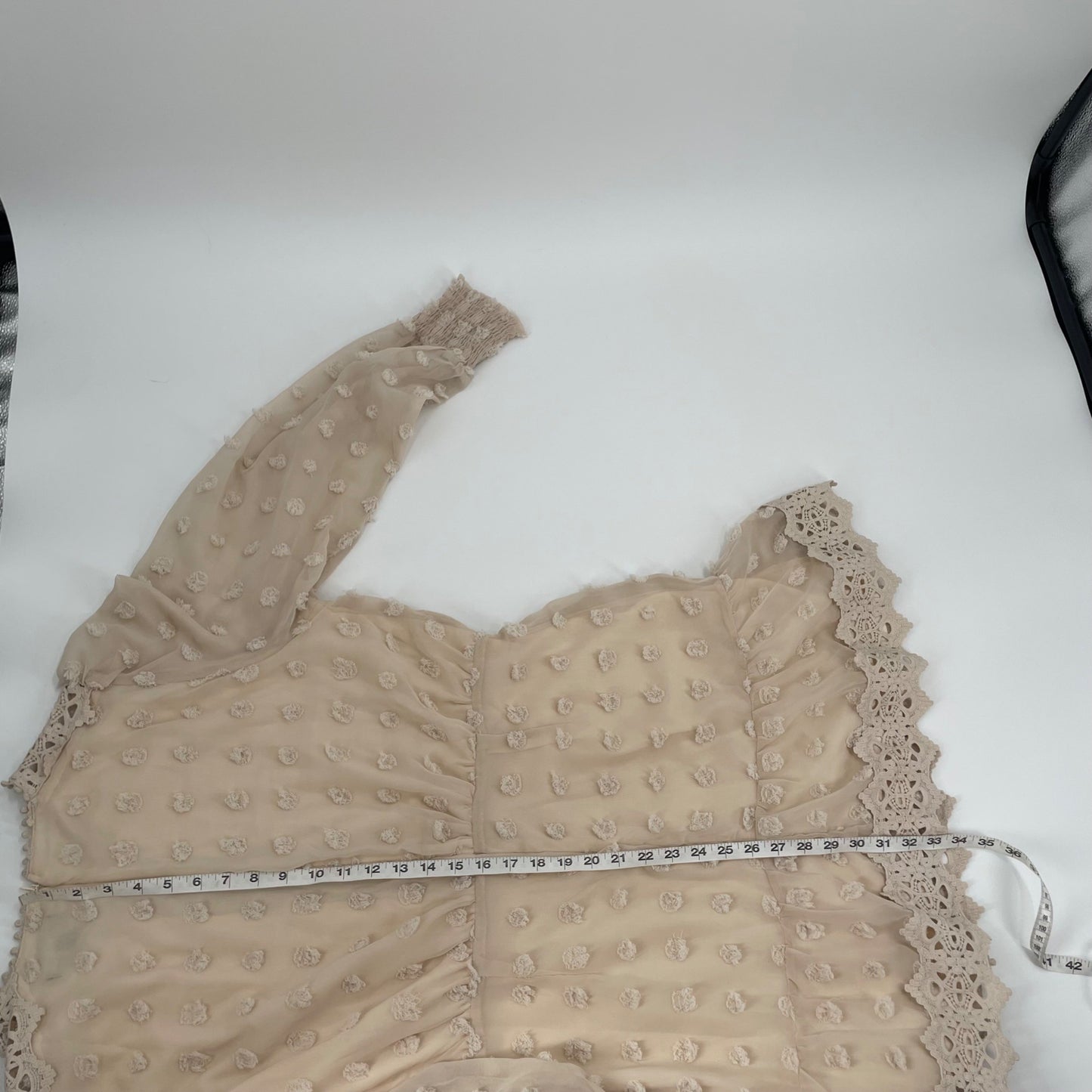 Lulu's Love Or Lust Cream Embroidered Lace Long Sleeve Mini Dress Womens Size XL