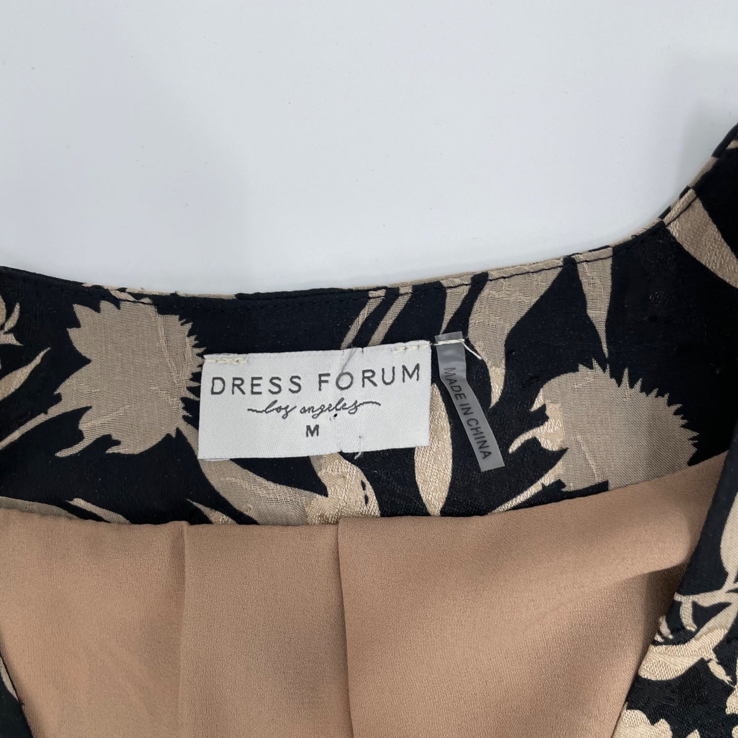 Dress Forum Black Tan Floral Open Front Kimono Womens Size Medium Pockets