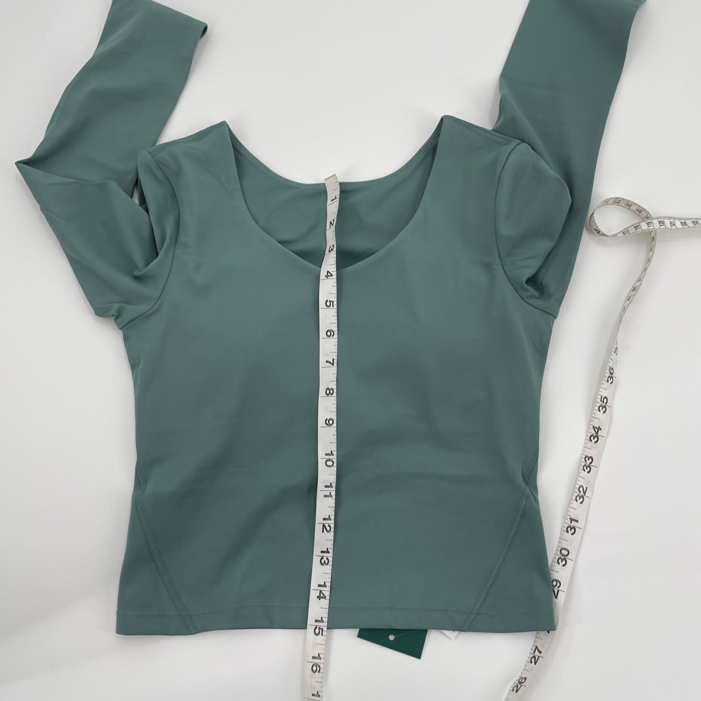 NWT Halara Green Scoop Neck Long Sleeve Sports Top Womens Size 6 Shelf Bra