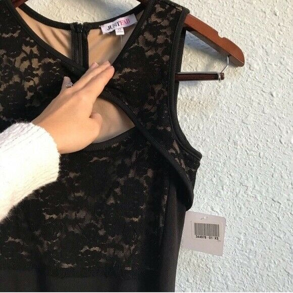 NWT Little Black Dress Dress Lace Body Con Cut Out Party Womens XS JustFab Sexy