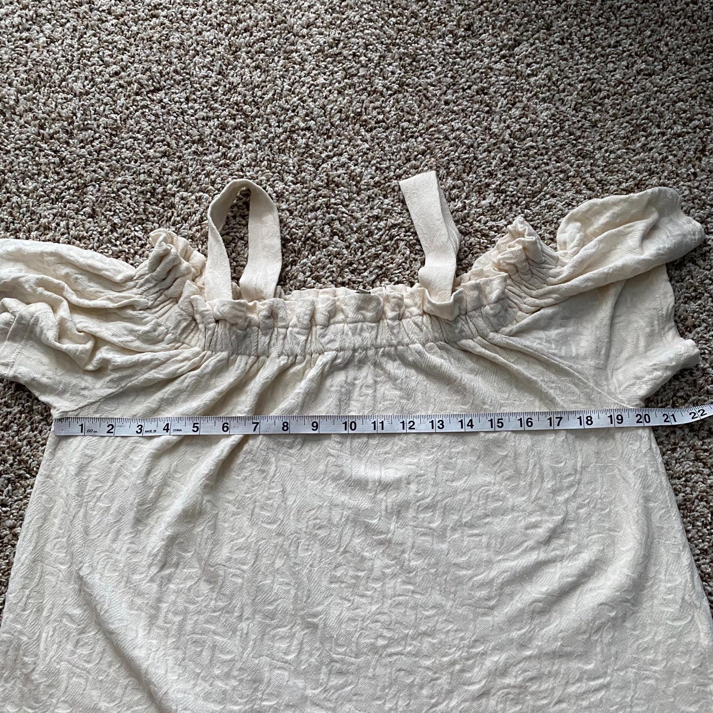 Lucky Brand Off The Shoulder Cream Cotton Top Womens Small Boho Flowy Casual