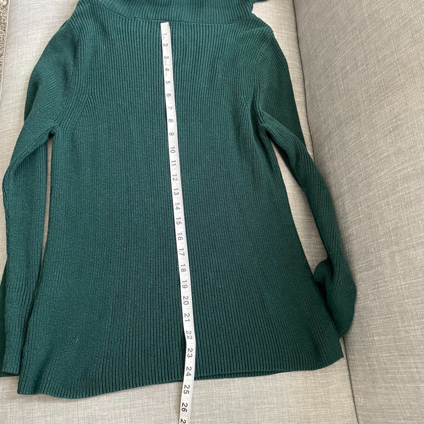 Chico's Knit Cozy Chunky Boho Sweater Fold Over Neck Green Womens Medium Ribbed