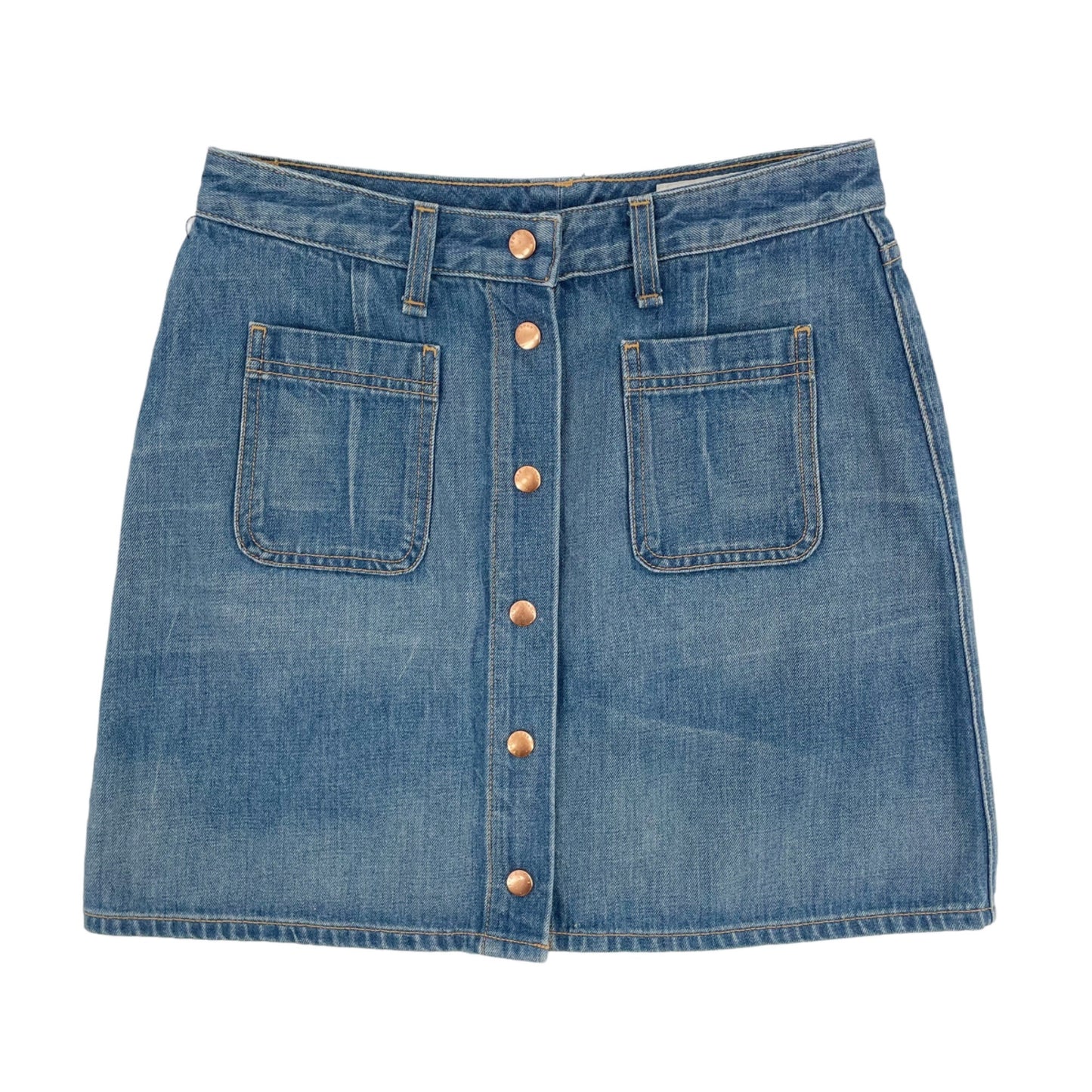 Rag & Bone Santa Cruz Snap Front Denim Mini Skirt Capitol Womens Size 27