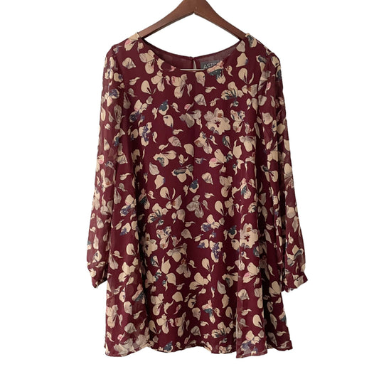 ASTR Purple Floral Long Sleeve Dress Women's Size Small Lightweight