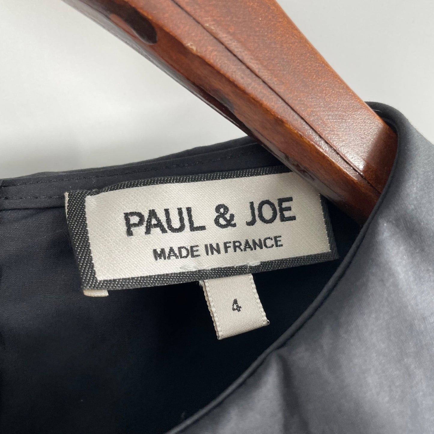 Paul & Joe Black Ruffle Trim Peter Pan Collar Button Up Shirt Womens Size 4