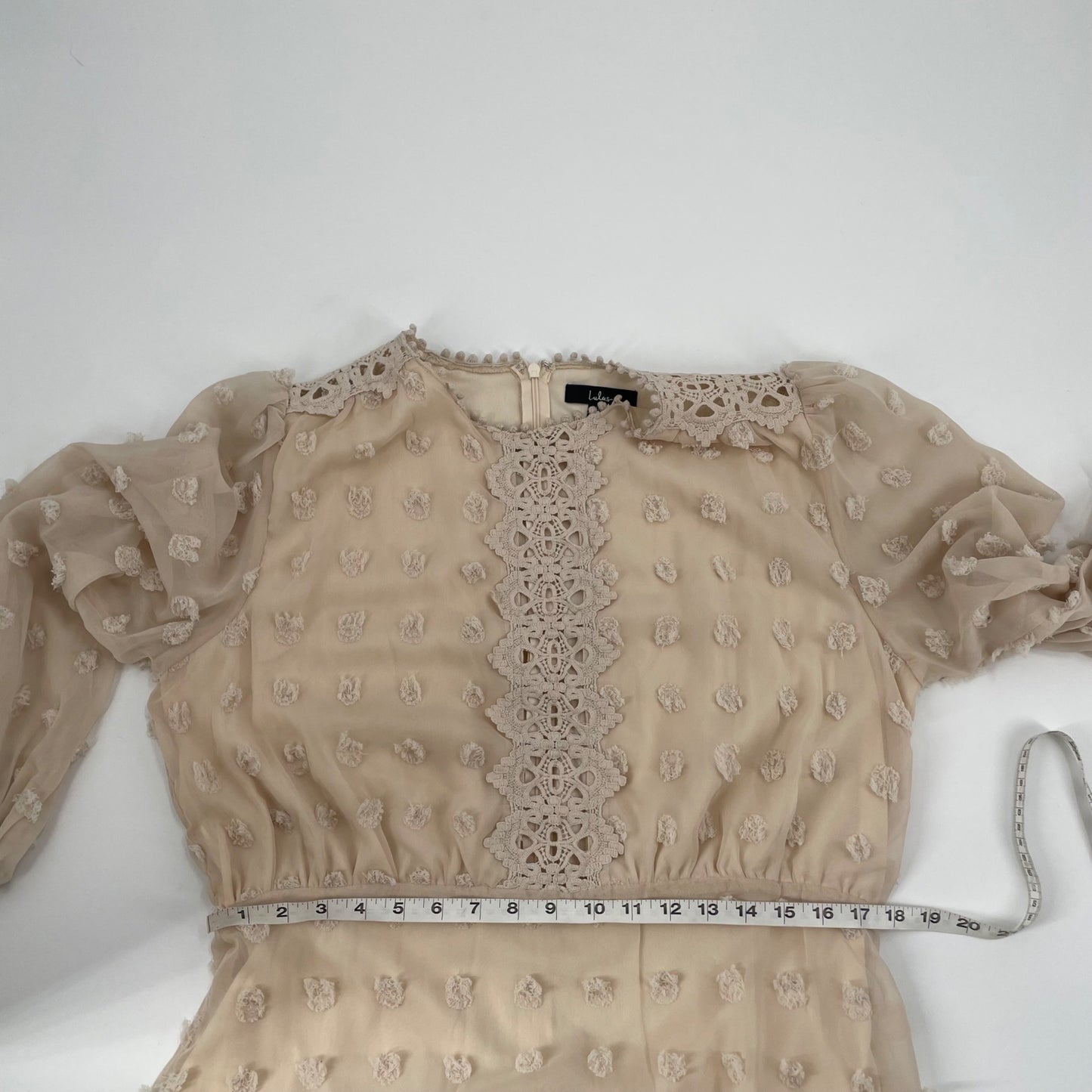 Lulu's Love Or Lust Cream Embroidered Lace Long Sleeve Mini Dress Womens Size XL