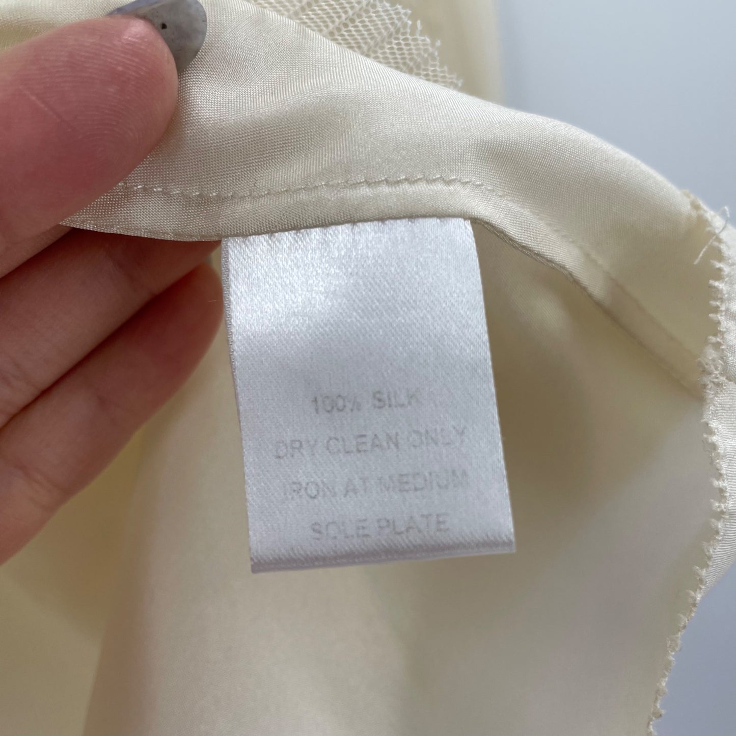 Peruvian Connection Ivory 100% Silk Long Sleeve Embroidered Blouse Womens Size 6