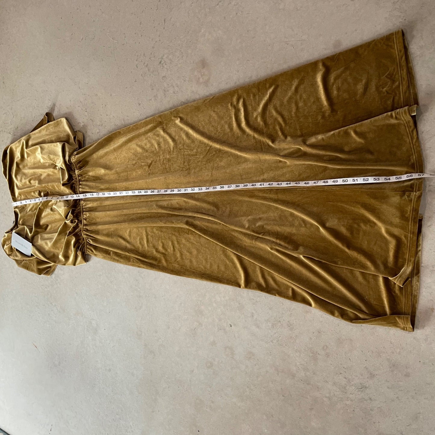 NWT See and Be Seen Gold Velvet Grecian Draped Maxi Dress Womens Size Large