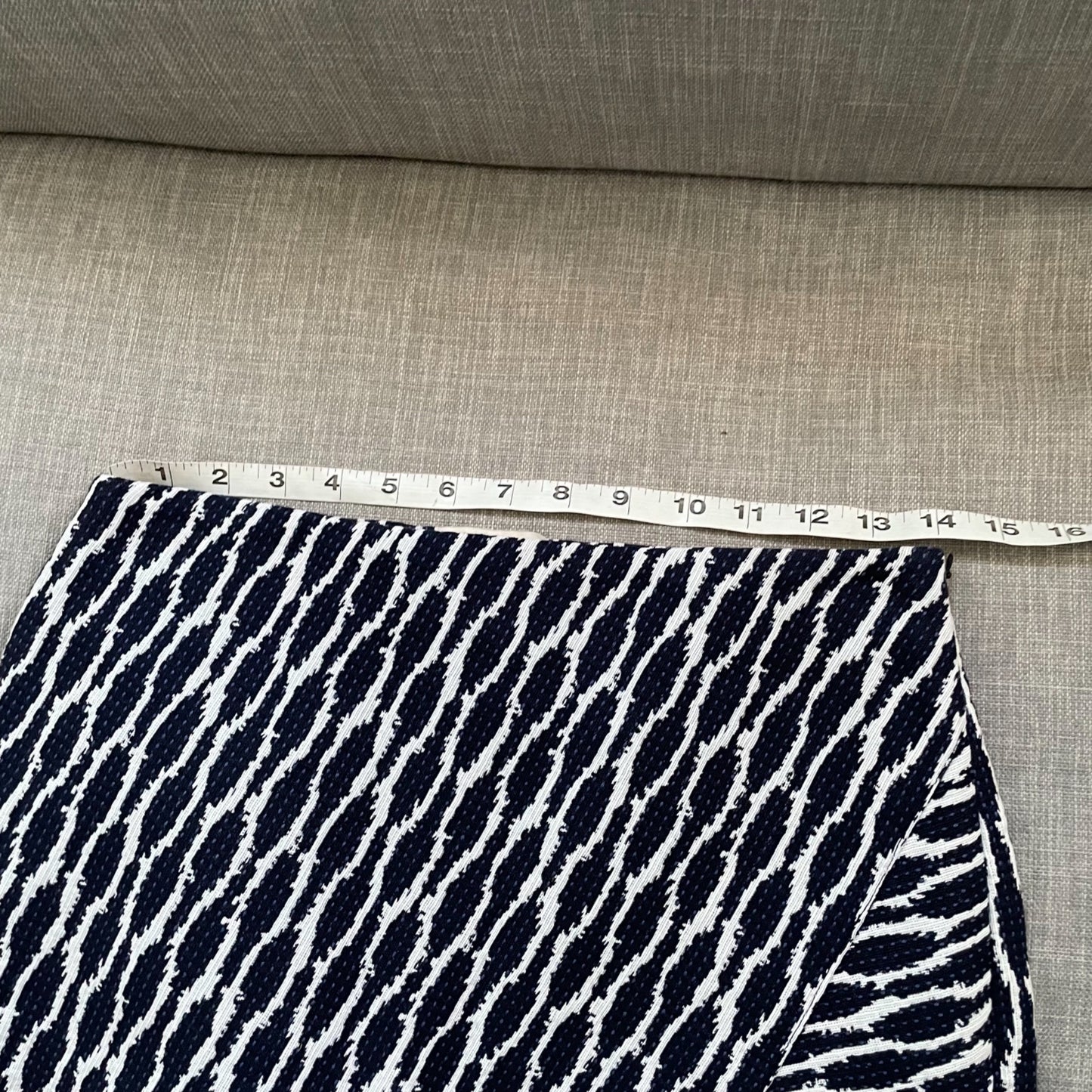 LOFT Coastal Nautical Ikat Faux Wrap Blue Asymmetric Short Skirt Womens Small