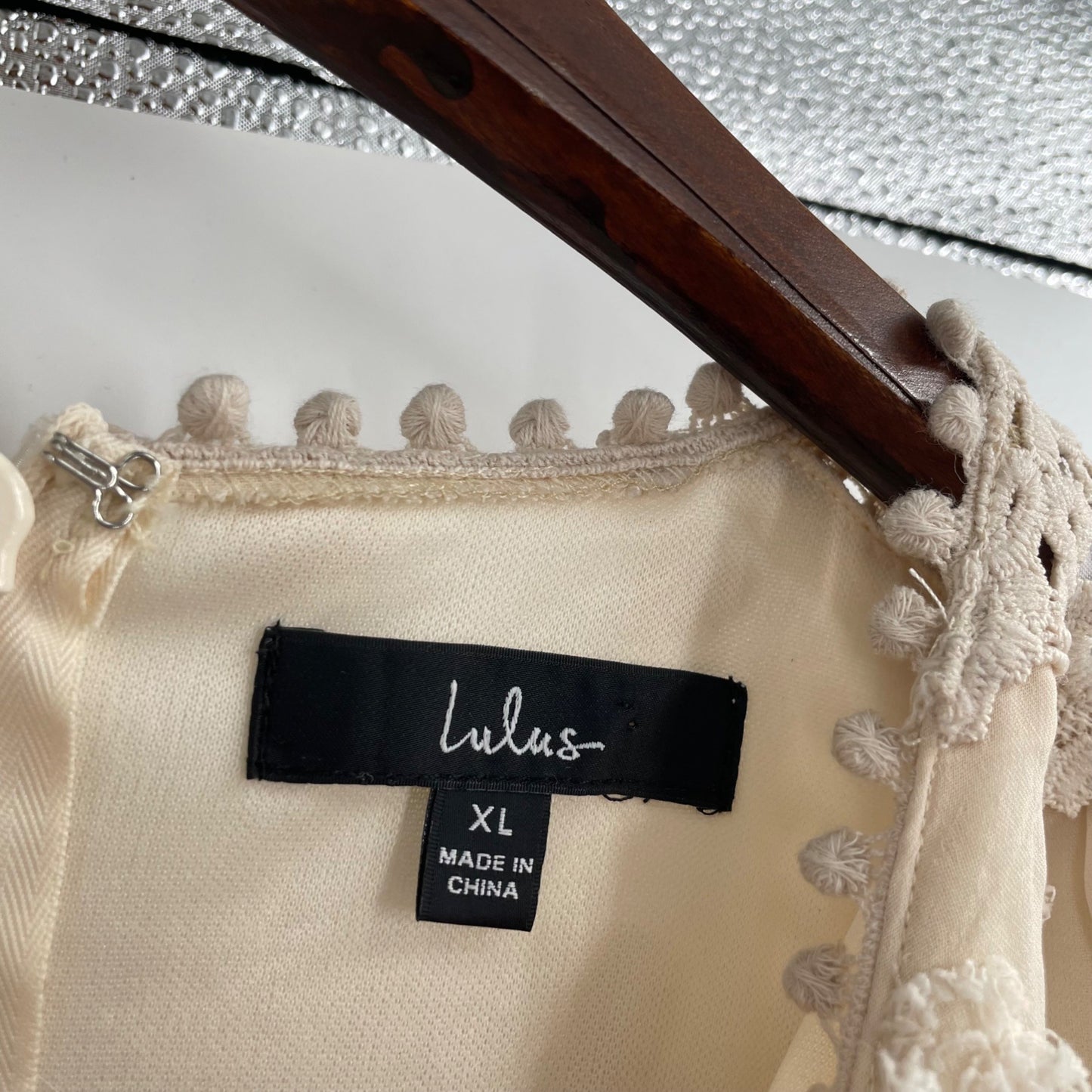 Lulu's Love Or Lust Cream Embroidered Lace Long Sleeve Mini Dress Womens Size XL