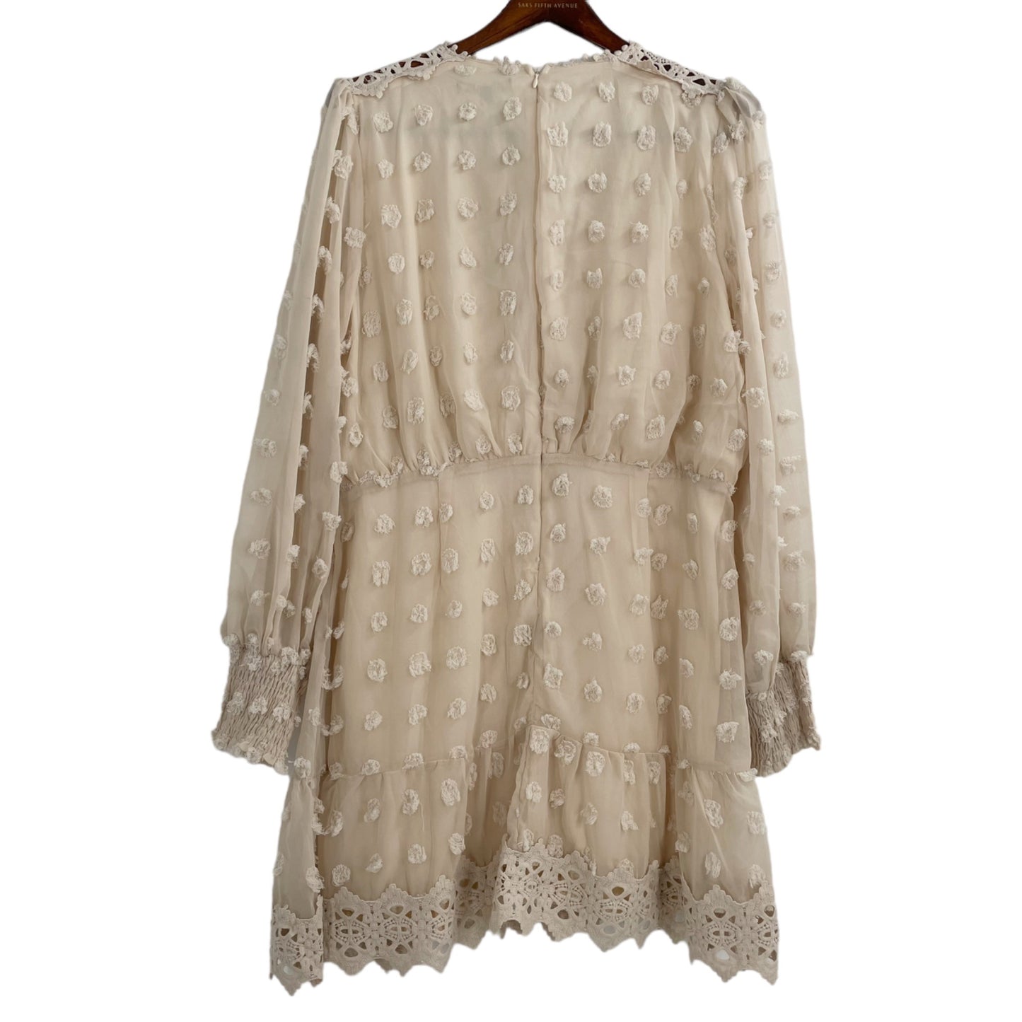 Lulu's Love Or Lust Cream Embroidered Lace Long Sleeve Mini Dress Womens Size XL