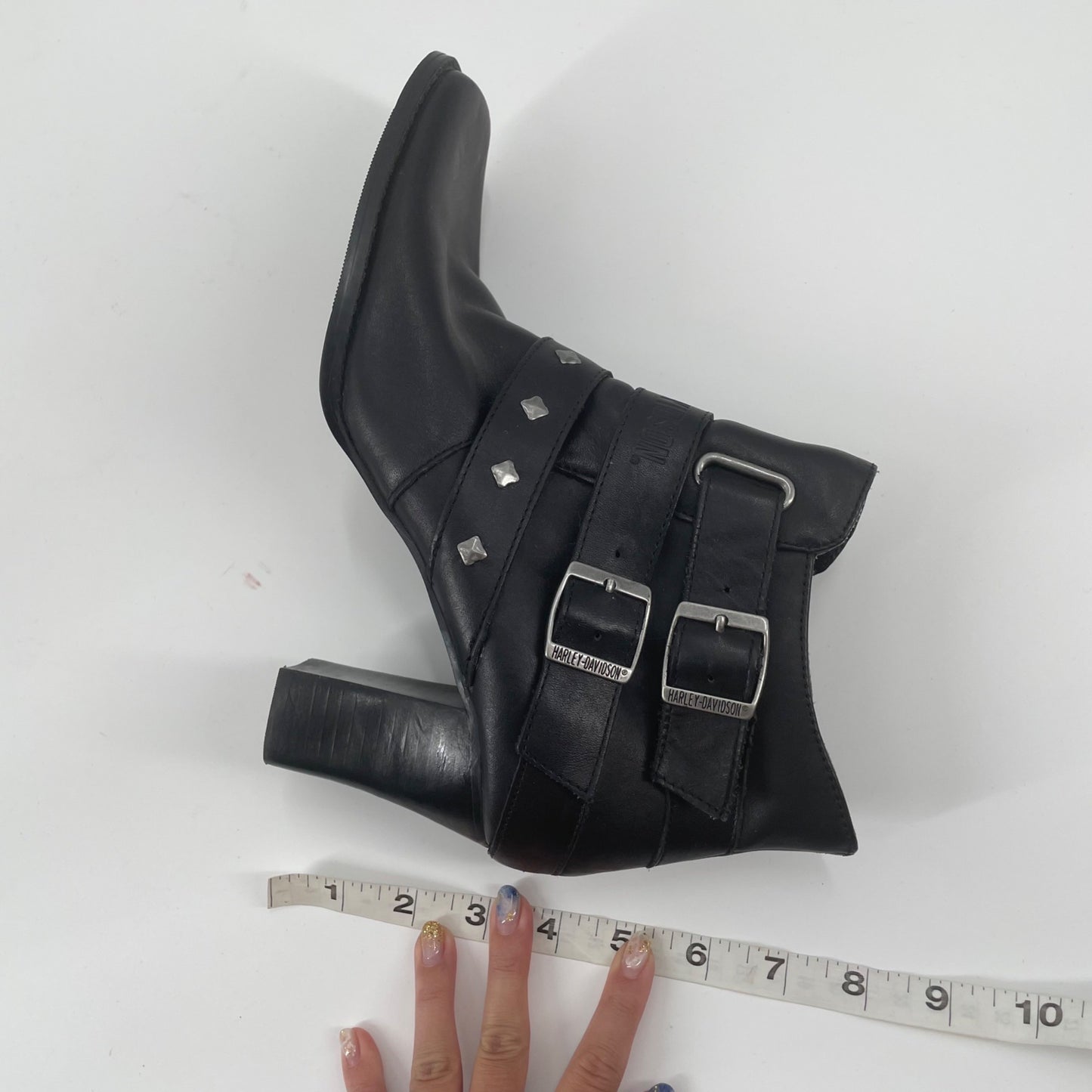 Harley-Davidson Bridgit Shootie Black Leather 4 Inch Ankle Boots Womens Size 9M