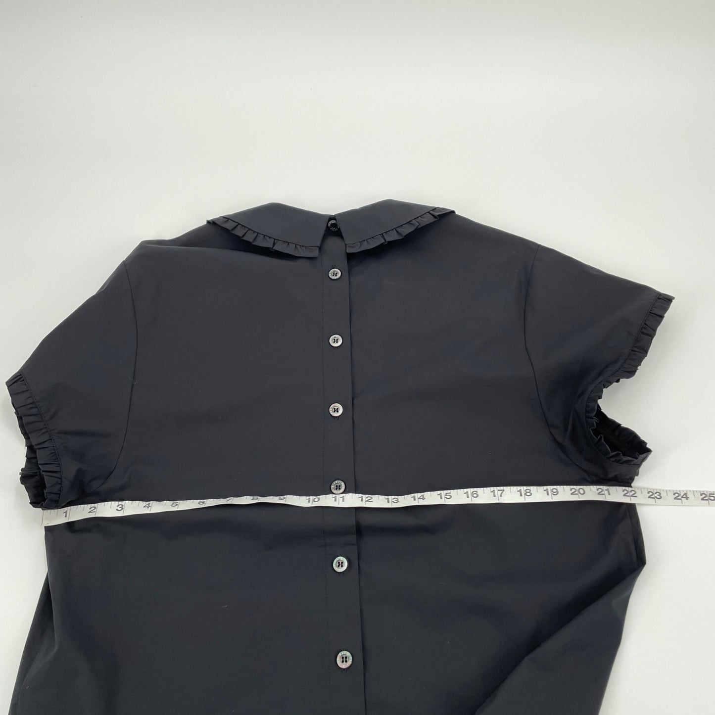 Paul & Joe Black Ruffle Trim Peter Pan Collar Button Up Shirt Womens Size 4