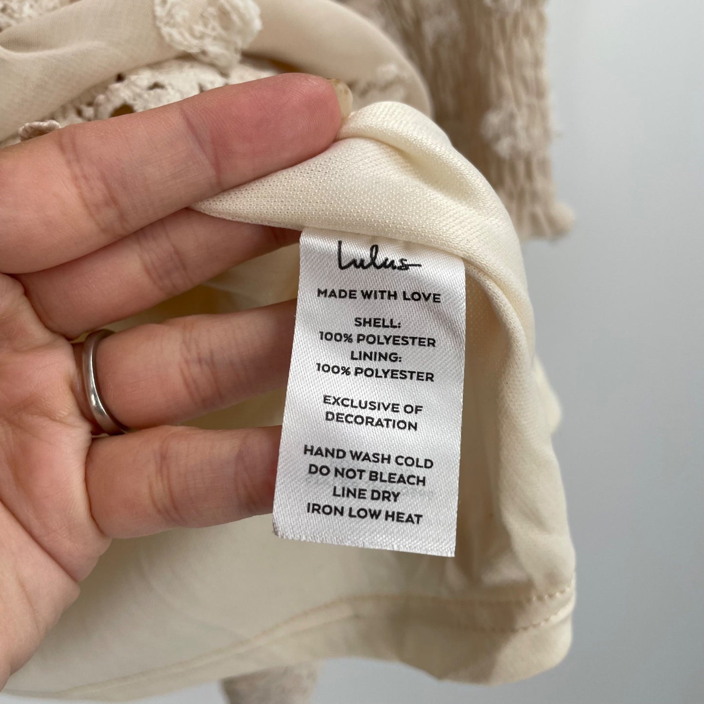 Lulu's Love Or Lust Cream Embroidered Lace Long Sleeve Mini Dress Womens Size XL