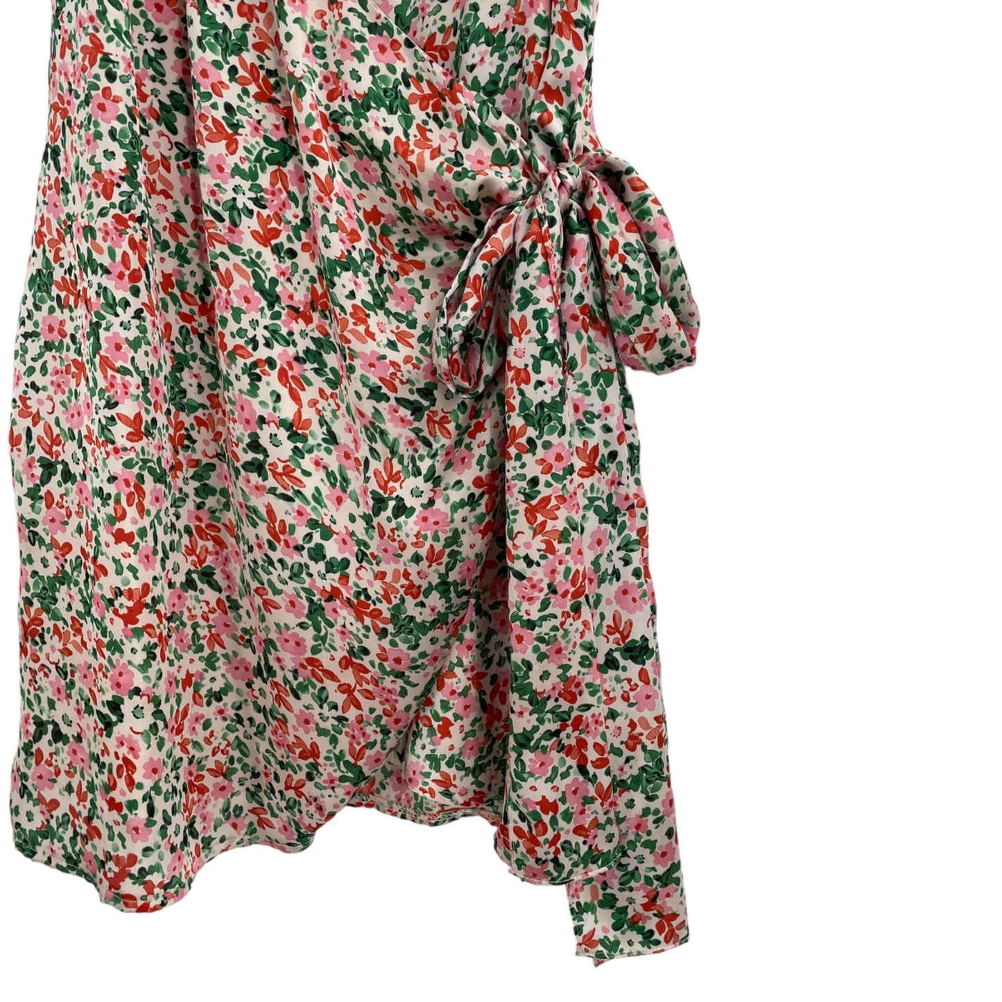 Vici Floral Ruffle Sleeve Tie Wrap Dress Womens Size Medium Romantic Cottagecore