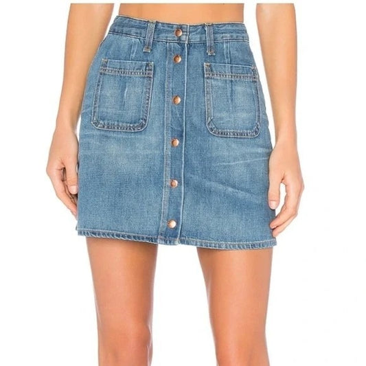 Rag & Bone Santa Cruz Snap Front Denim Mini Skirt Capitol Womens Size 27