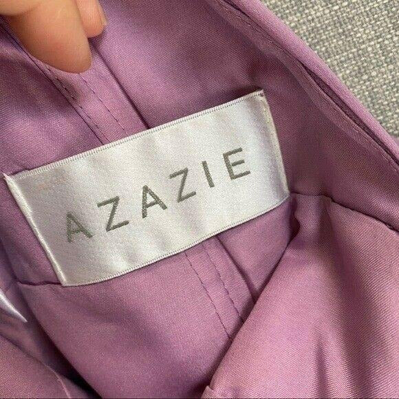 Azazie V-Neck Bridesmaid Prom Maxi Dress Womens Small Formal Chiffon Lavender