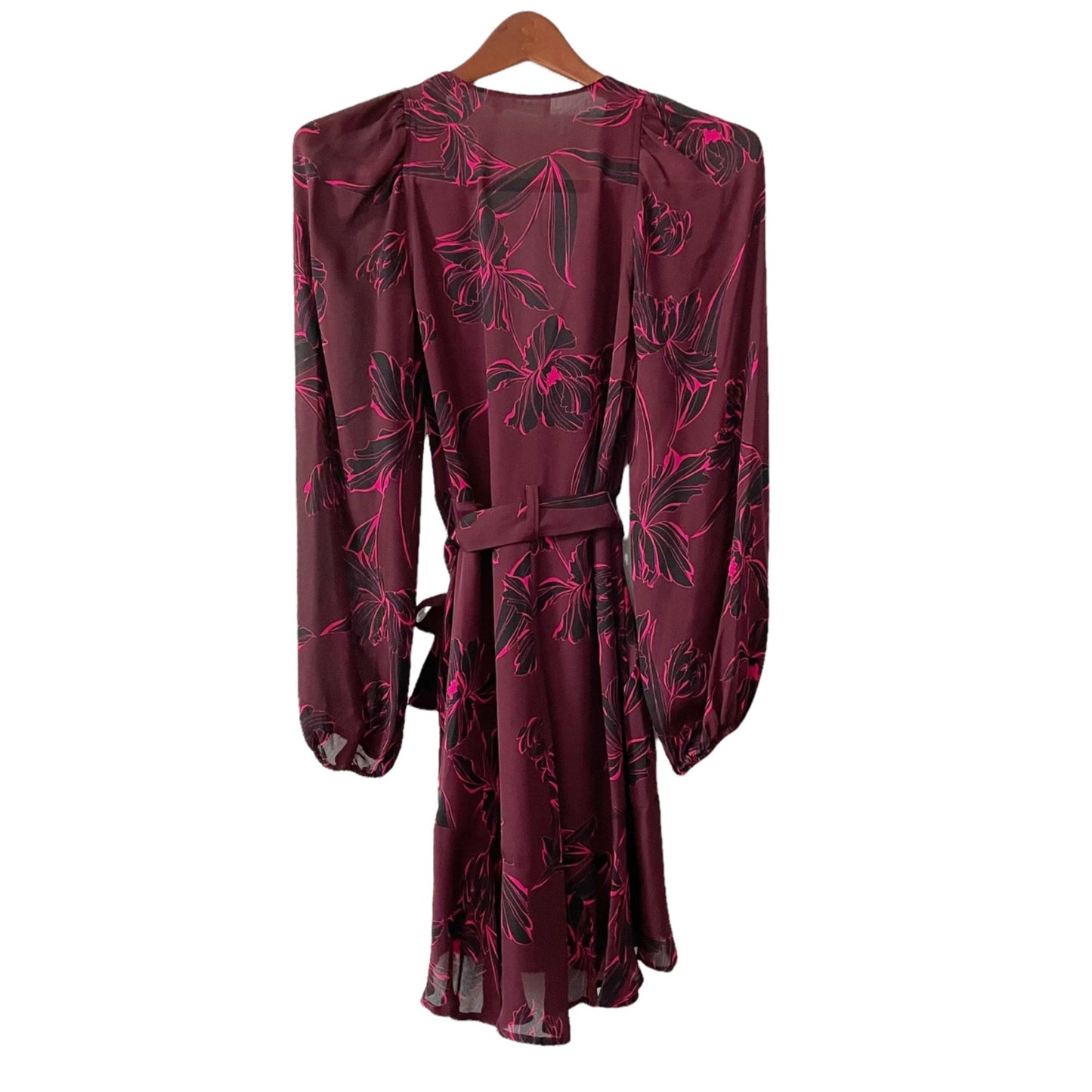 A.L.C. Embry Bordeaux Womens Size 0 Silk Chiffon Belted Mini Wrap Dress Feminine