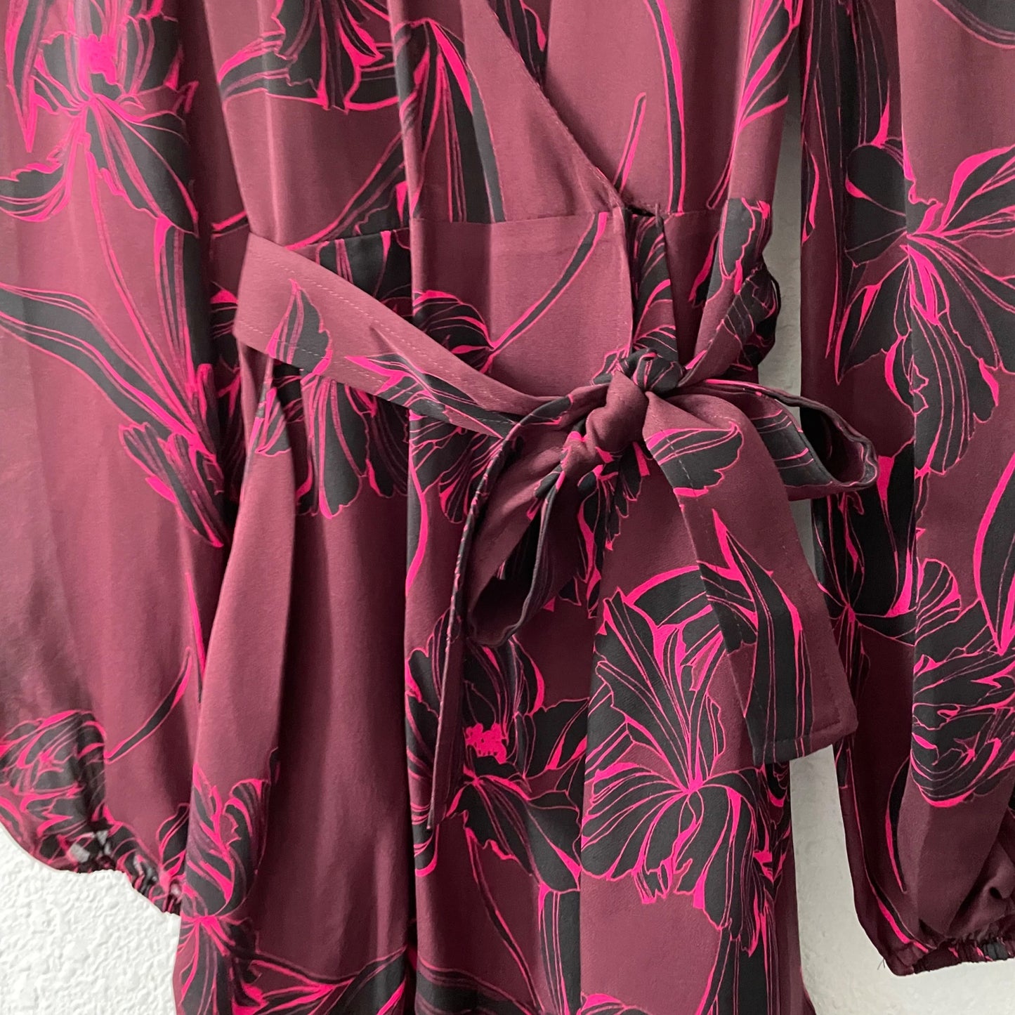 A.L.C. Embry Bordeaux Womens Size 0 Silk Chiffon Belted Mini Wrap Dress Feminine