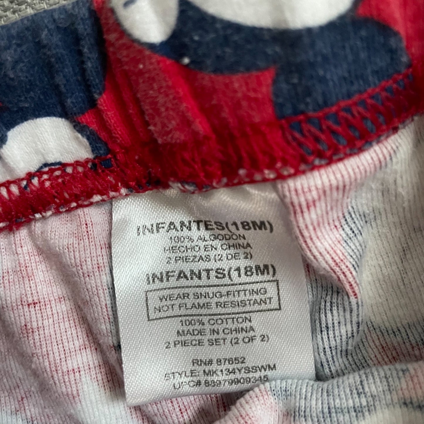 Disney Baby Mickey Mouse Short Sleeve Shorts Pajama Set Infant Size 18M Cotton