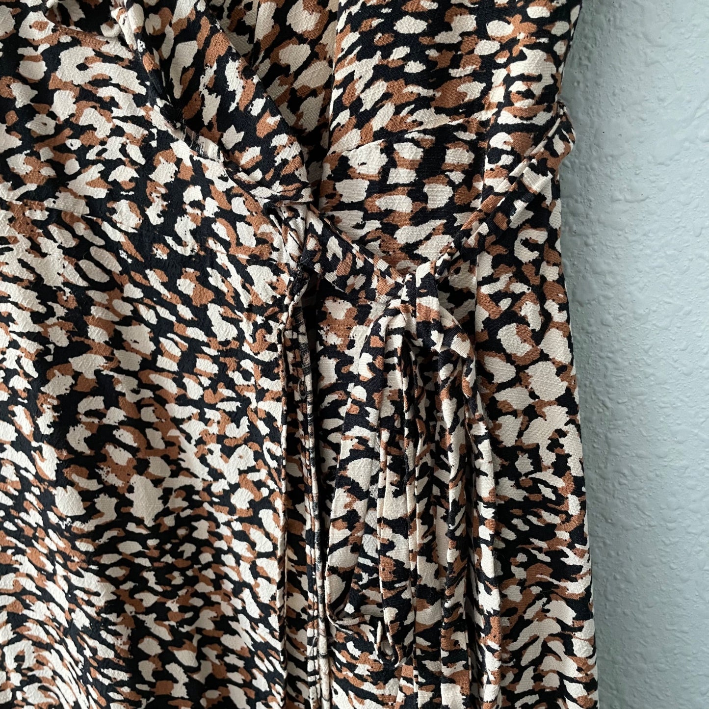 Free People French Wrap Brown Polka Dot Mini Dress Women's Size Small Ruffles