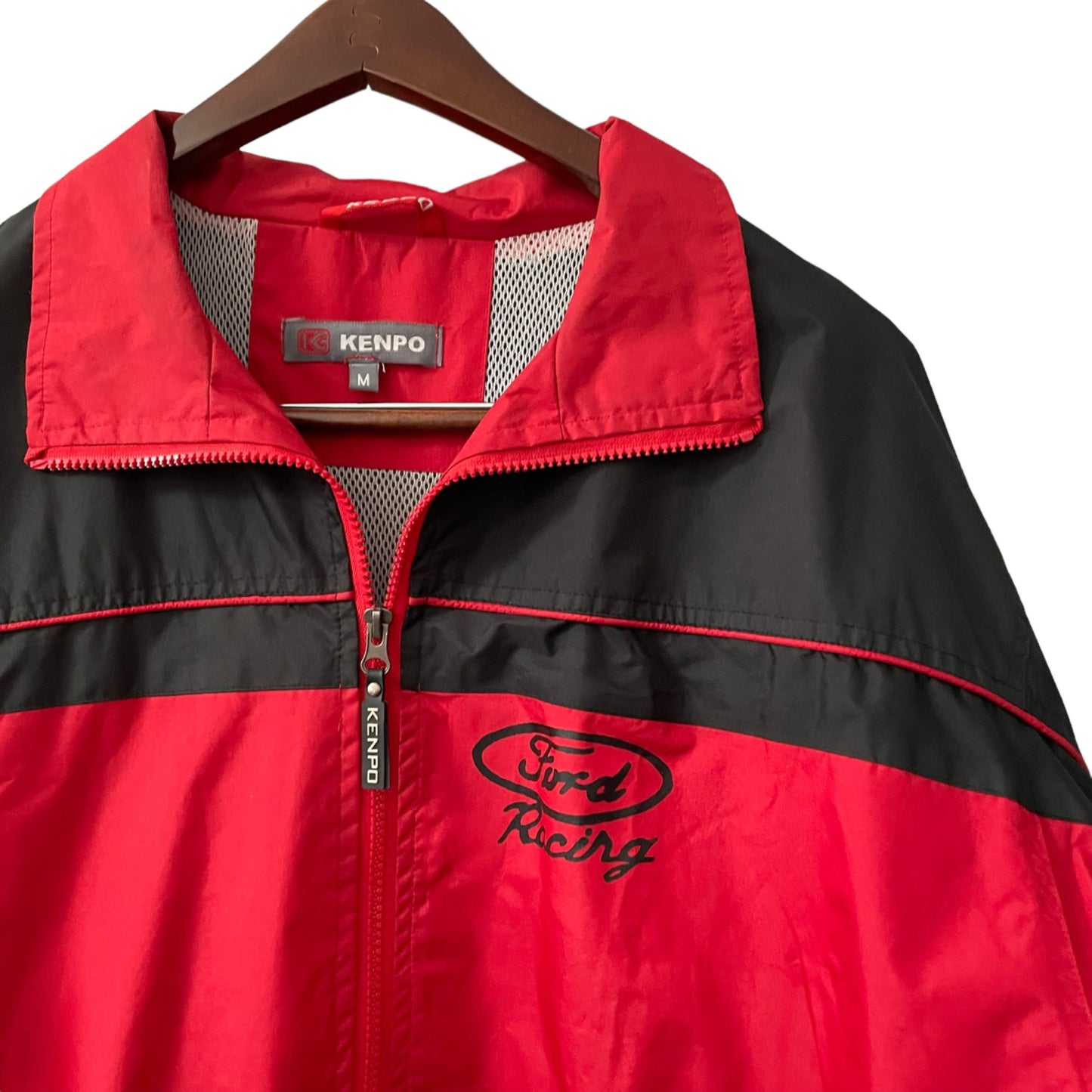 Kenpo Ford Racing Red Black Full Zip Jacket Men's Size Medium Lightweight Casual