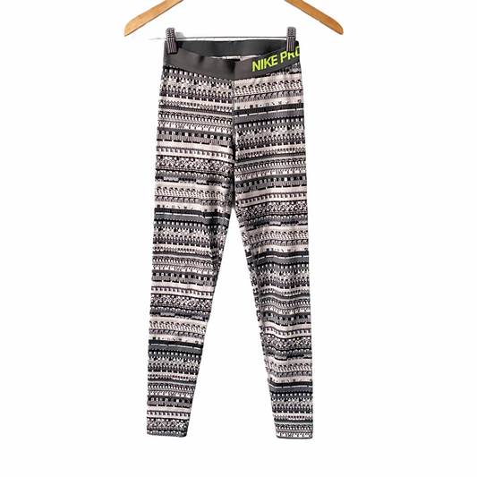 Nike Pro Hyperwarm Gray Multicolor Tights Size XS Gray Geometric Print