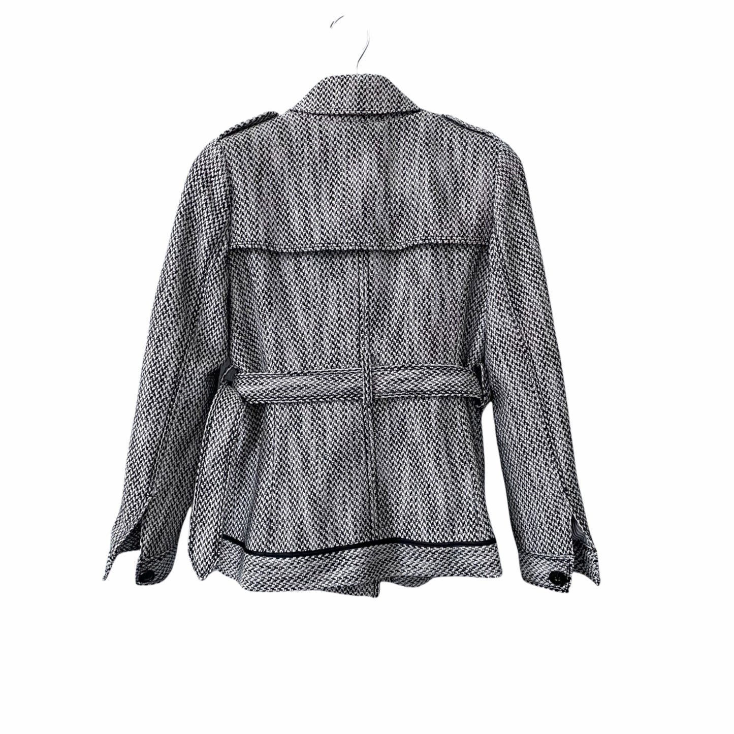 Banana Republic Black White Belted Peacoat Women's Size XS