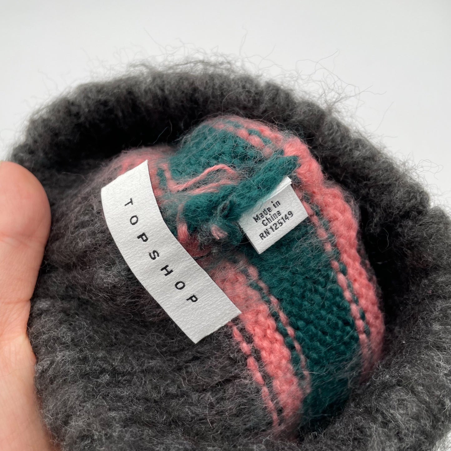 NWT Topshop Striped Beanie Winter Hat Fuzzy Multicolor