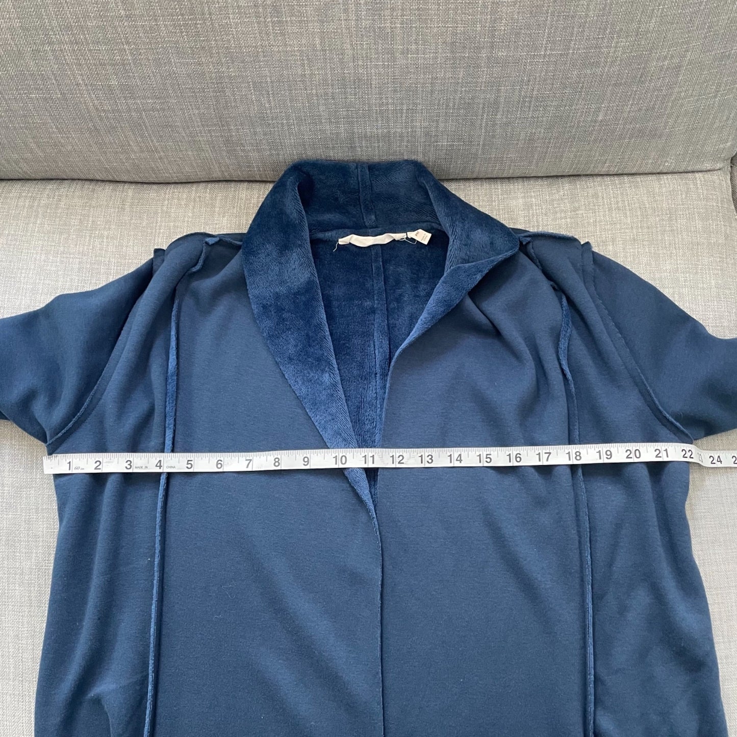 Soft Surroundings Blue Cozy Carefree Faux Fur Lined Jacket Size PM