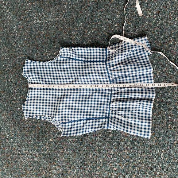 J. Crew 100% Silk Gingham Ruffle Sleeveless Top Women’s Size 2 Tall