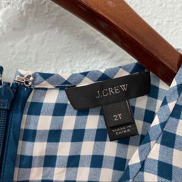 J. Crew 100% Silk Gingham Ruffle Sleeveless Top Women’s Size 2 Tall