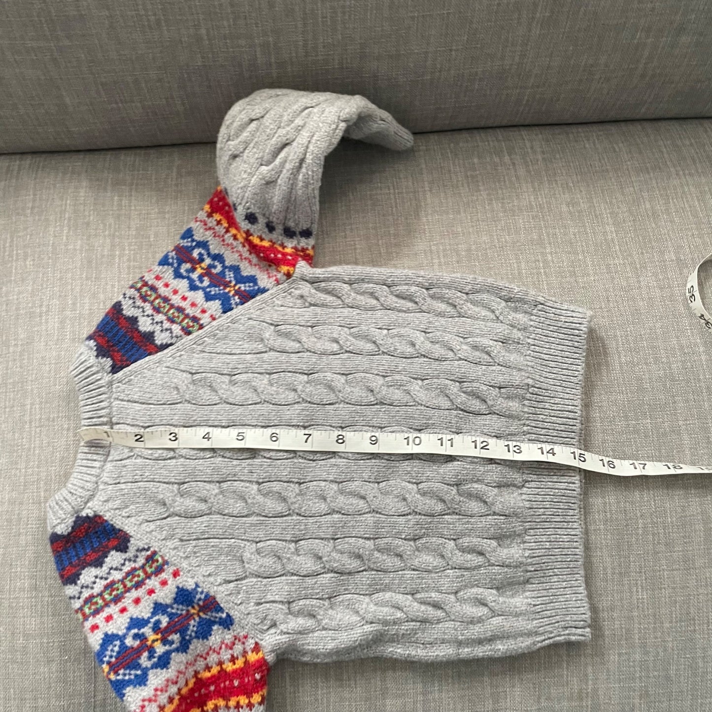 Hanna Andersson Gray Wool Blend Alpine Cable Knit Sweater Youth Size 100 US 4