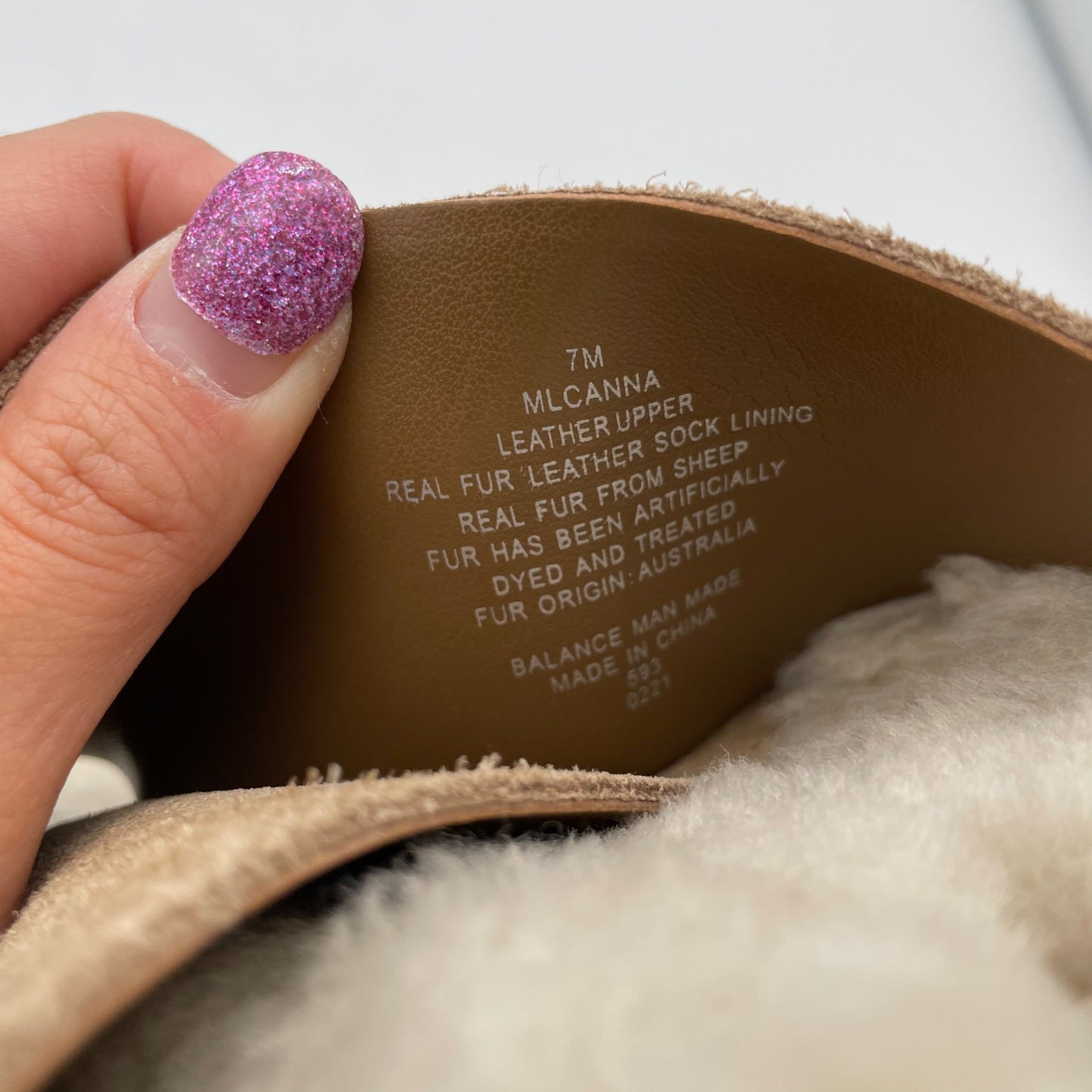 Mark Fisher Canna Tan Suede Fur Slides Sandals Women's Size 7 Cozy Neutral