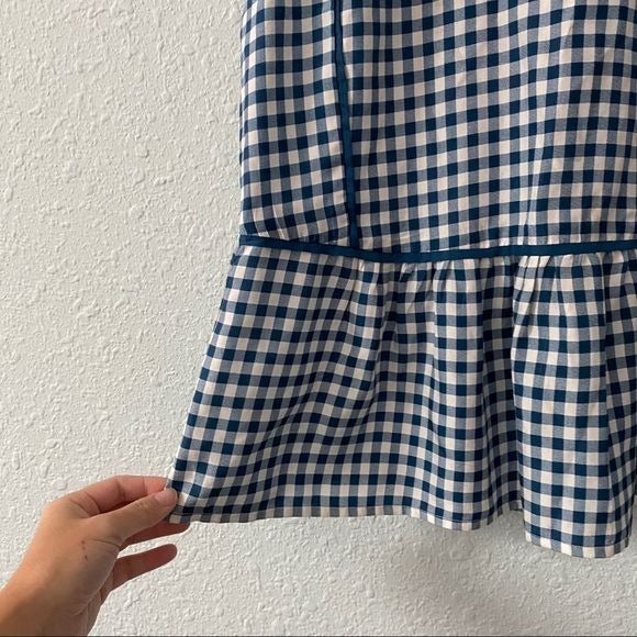J. Crew 100% Silk Gingham Ruffle Sleeveless Top Women’s Size 2 Tall